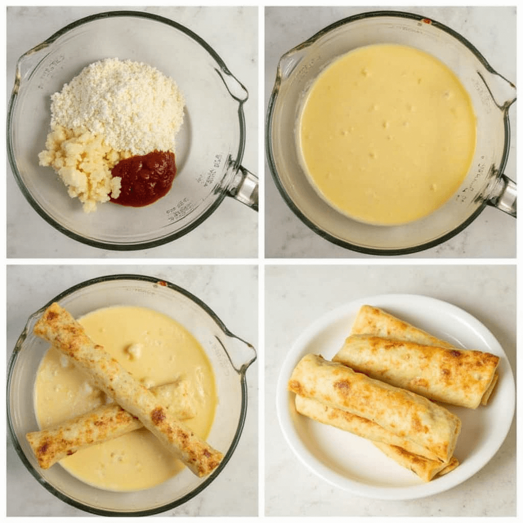 Step-by-step guide to making homemade Chiko Rolls, showing the preparation and ingredients.