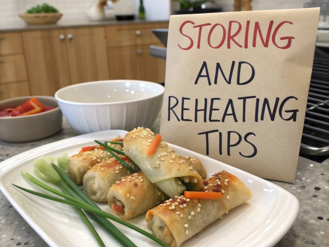 Crispy homemade spring rolls with a variety of fillings.